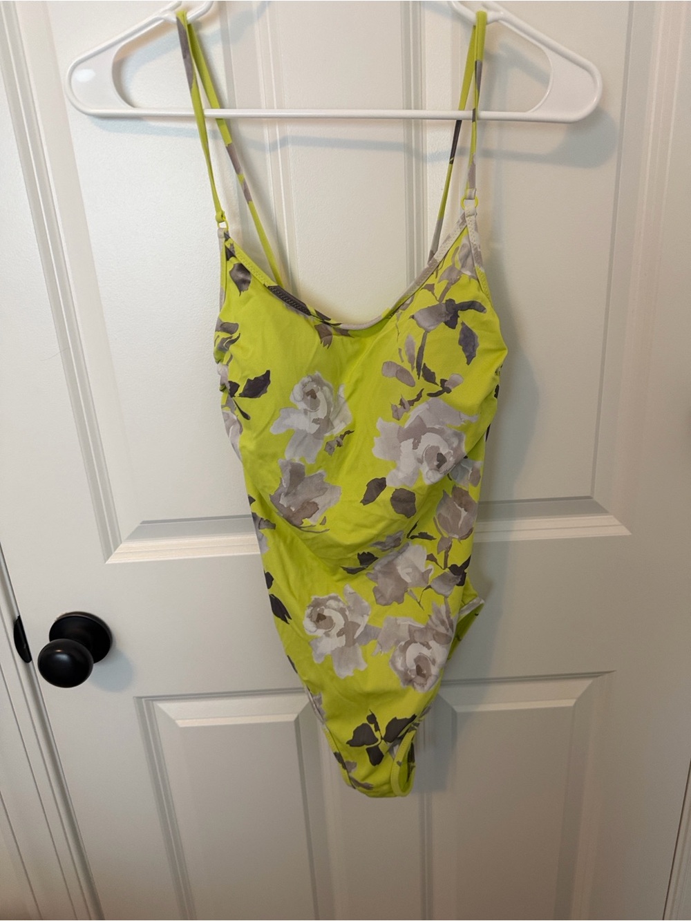 Athleta Neon Lime One-Piece Swimwear with Subtle Gray Accents